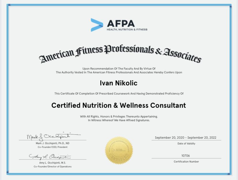 certificate personal trainer